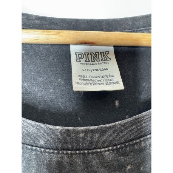 Victorias Secret PINK Short Sleeve Ruched Sides T-Shirt Dress Distressed LARGE - Picture 2 of 5